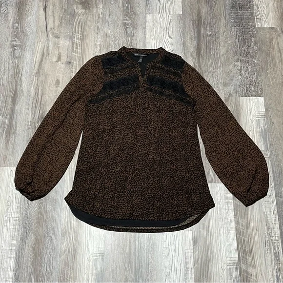 White House Black Market Long-Sleeve  Jersey Lace Long Sleeve Tunic Blouse - Picture 2 of 12